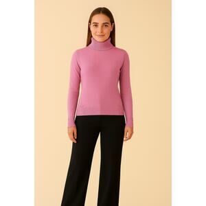 Classiques Entier Silk Blend Turtleneck Sweater Petite Large Lavender Pointelle